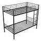 preview thumbnail 13 of 16, Black Twin over Twin Metal Bunk Bed with Fence & Ladder
