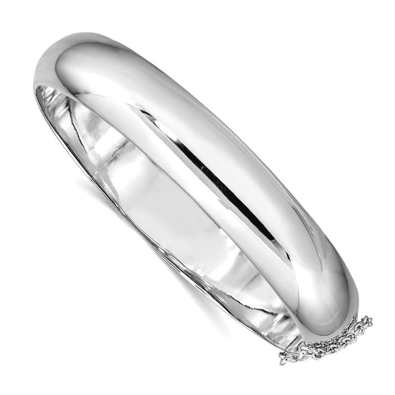 Curata 925 Sterling Silver 7.25" High Polish Hinged Bangle Bracelet - 5mm 9mm 12mm 15mm 20mm - 12 mm - White