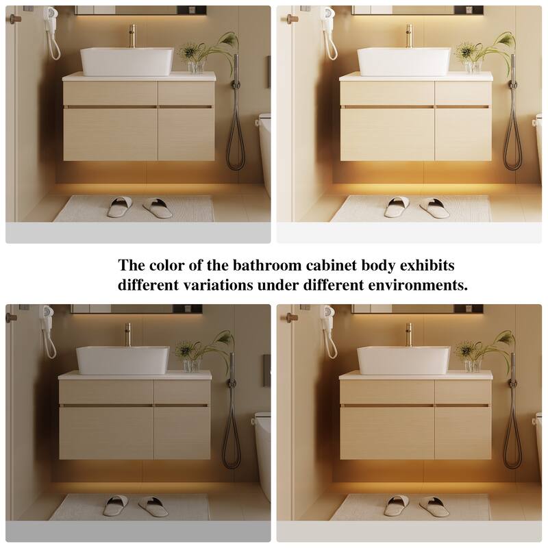 31.5" Floating Single Bathroom Vanity with Sink, Small Space-Saving Vanity for Compact Bathrooms