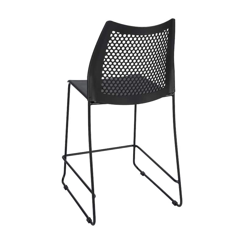 3 Pack Stackable Sled Base Counterstool with Vented Back and Integrated Footrest - 19.75"W x 22"D x 37.5"H