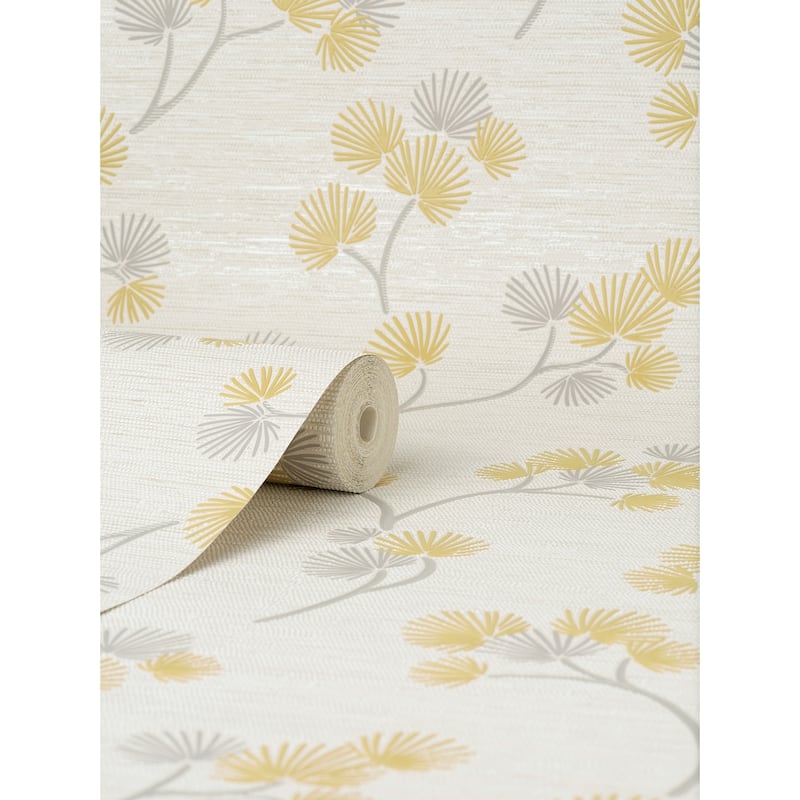 Fine Decor Kira Mustard Trail Wallpaper