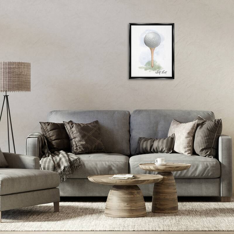 Stupell Soft Pastel Golf on Tee Framed Floater Canvas Wall Art Design By Matthew Piotrowicz
