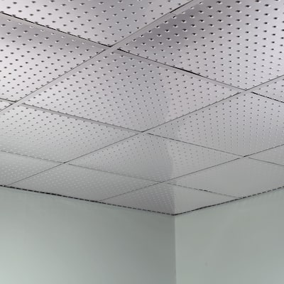 FASÄDE Minidome Decorative Vinyl 2ft x 2ft Lay in Ceiling Panel in Brushed Aluminum (5 Pack)