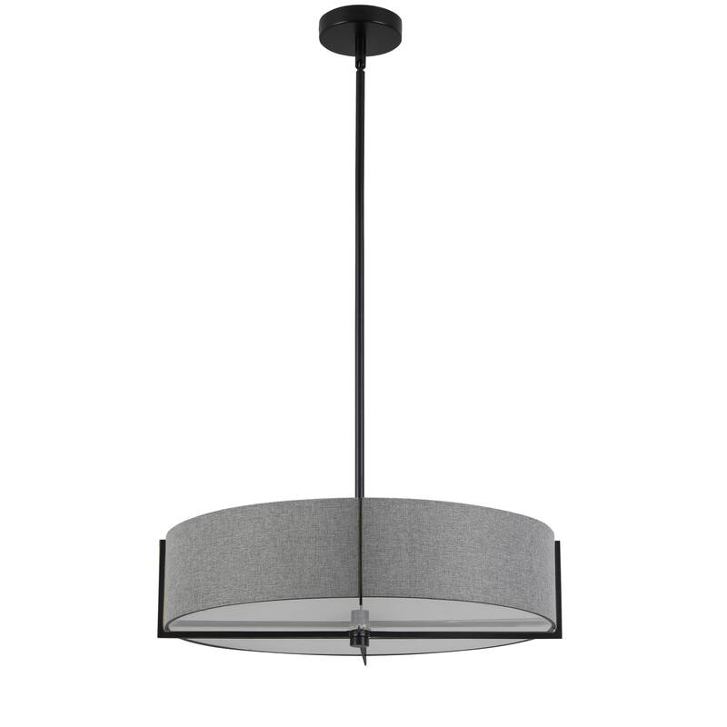 4 Light Pendant Light -Matte Black Shade - Living Room, Foyer, Office Lighting - 20.75