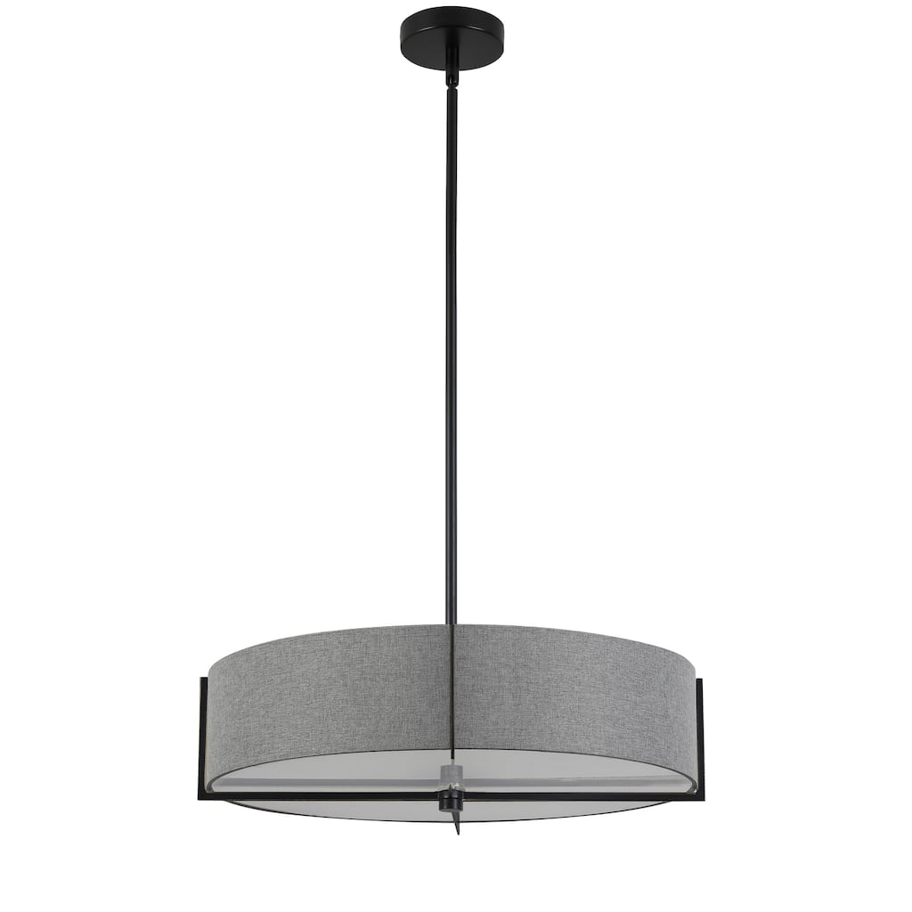 4 Light Pendant Light -Matte Black Shade - Living Room, Foyer, Office Lighting - 20.75