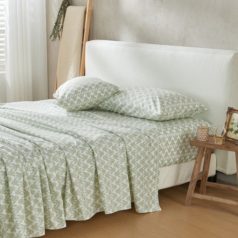 Patina Vie Maison 100% Cotton Percale Vintage Floral Sheet Set