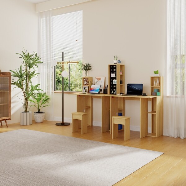 3-in-1 Folding Study Desk Multifunctional Writing Desk for 2 Kids