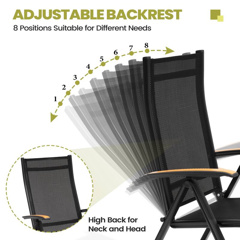 7-Piece Outdoor Patio Dining Set Aluminum Extendable Table with Adjustable Folding Chairs