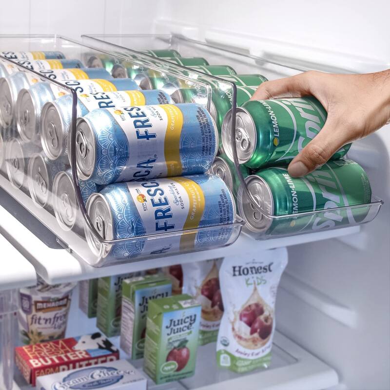 Sorbus Soda Can Organizer for Refrigerator Can Holder, Holds 12 Cans, BPA-Free, Clear Design 2-Pack