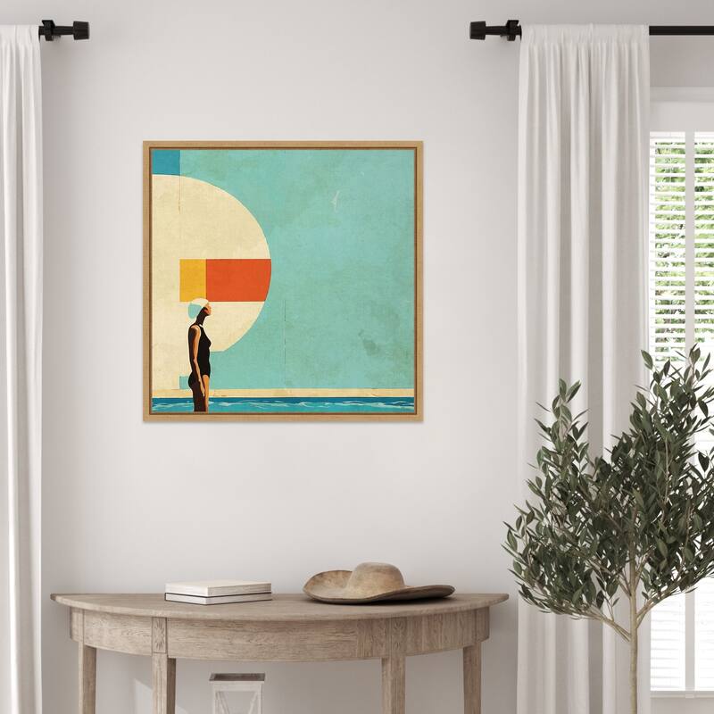 Mid Century Pool by Layla Oz Framed Canvas Wall Art Print