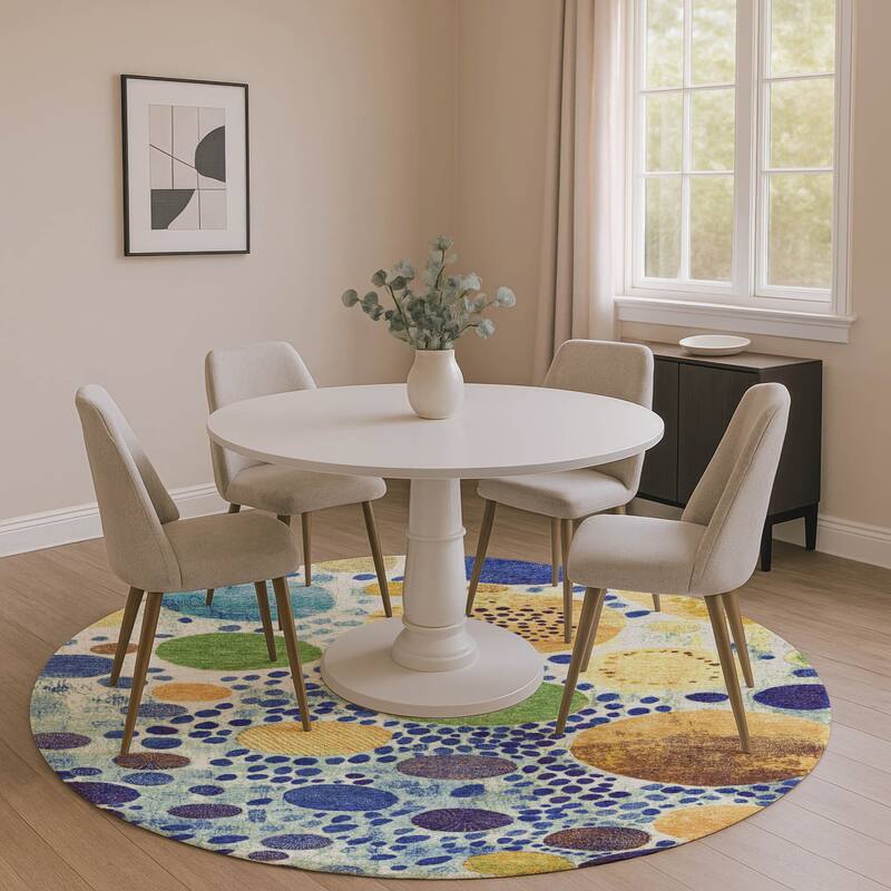 Premium Washable Super Soft Casual Contemporary Mayfield Rug - 8' x 8' - Navy