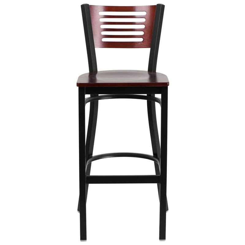 2 Pk. Hercules Series Decorative Slat Back Metal Restaurant Barstool - 19.75"W x 20"D x 43"H - 19.75"W x 20"D x 43"H