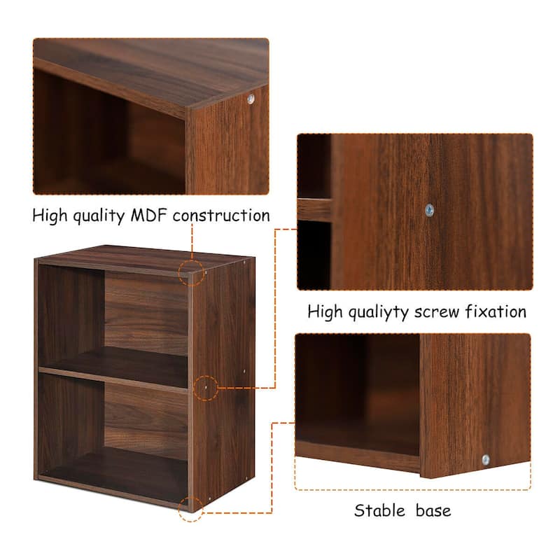 Gymax 2 Tier Open Shelf Night Stand End Table Sofa Side Storage - 17''x11.5''x21.5''