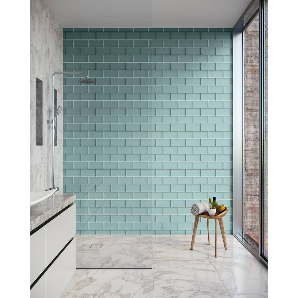 Shoreline 4 in. x 8 in. Glass Wall Tile