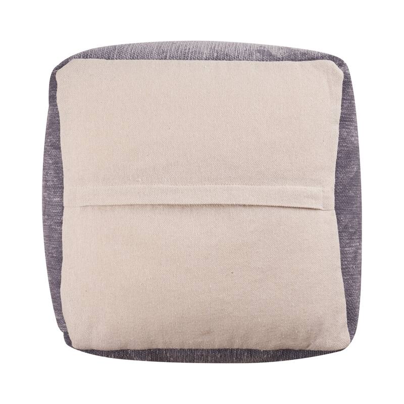 HomeRoots 18" Gray Chenille Cube Pouf Ottoman