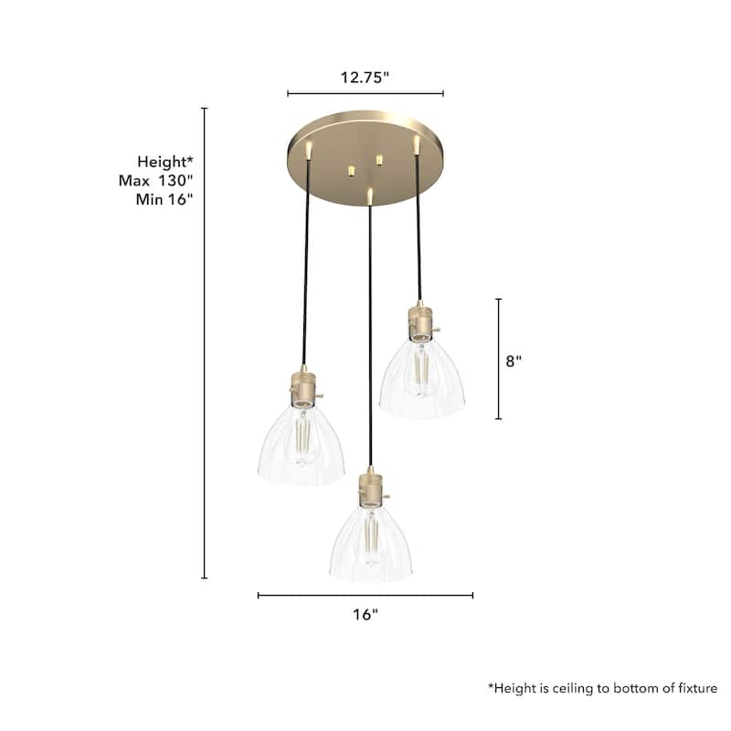 Hunter Van Nuys 3-Light Round Cluster Pendant - Kitchen Island, Dining Room, Entry - Vintage, Contemporary, Industrial