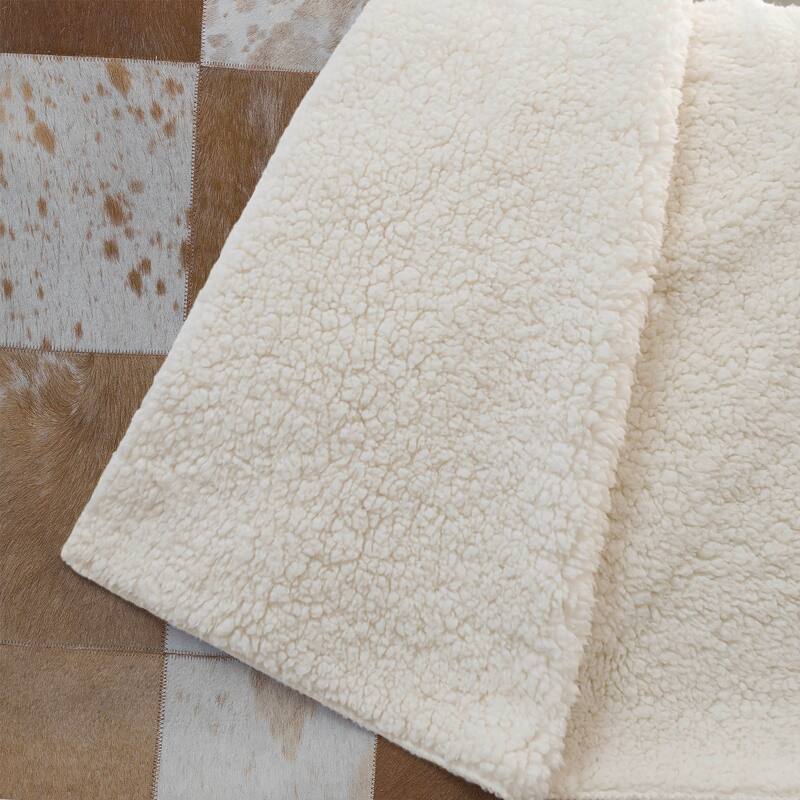 Premium Machine Washable ASB105 Faux Cowhide Sherpa Throw Blanket