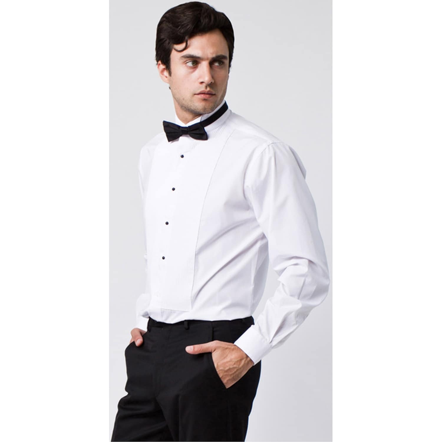 Shop Men S Textured Regular Fit French Cuff Lay Down Cotton Tuxedo