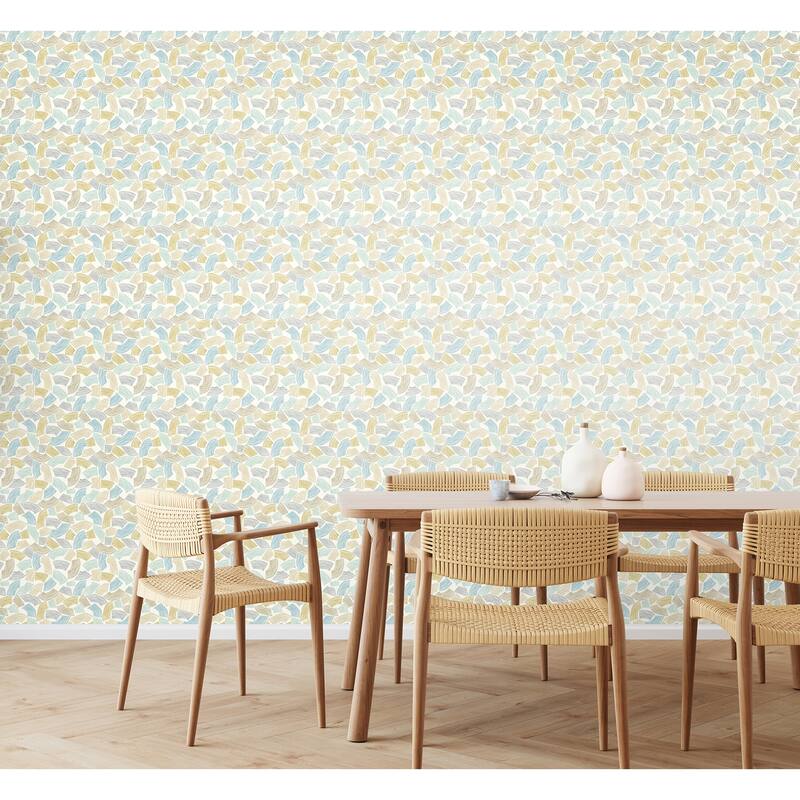 Elements Light Yellow Scribbled Arches Wallpaper