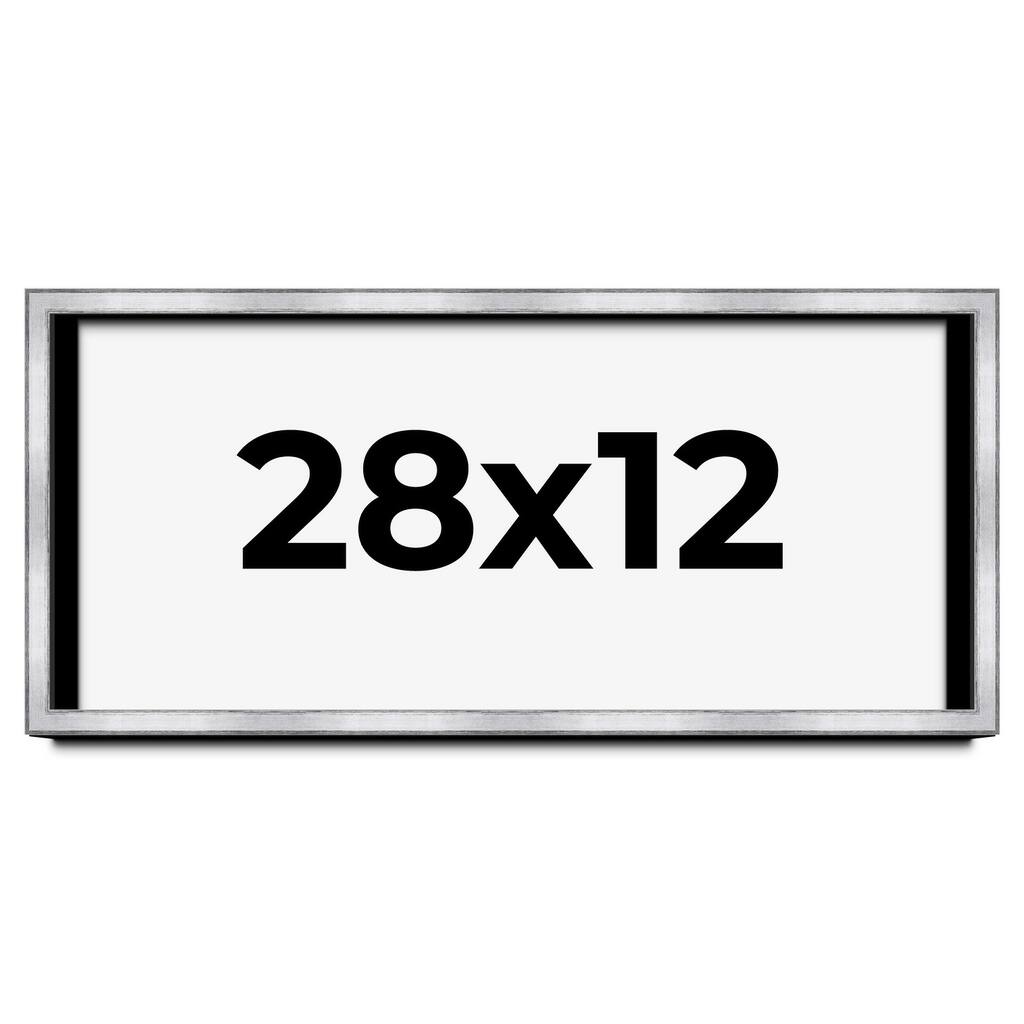 28x12 Shadow Box Frame Silver | 1.375 Inches Deep Real Wood
