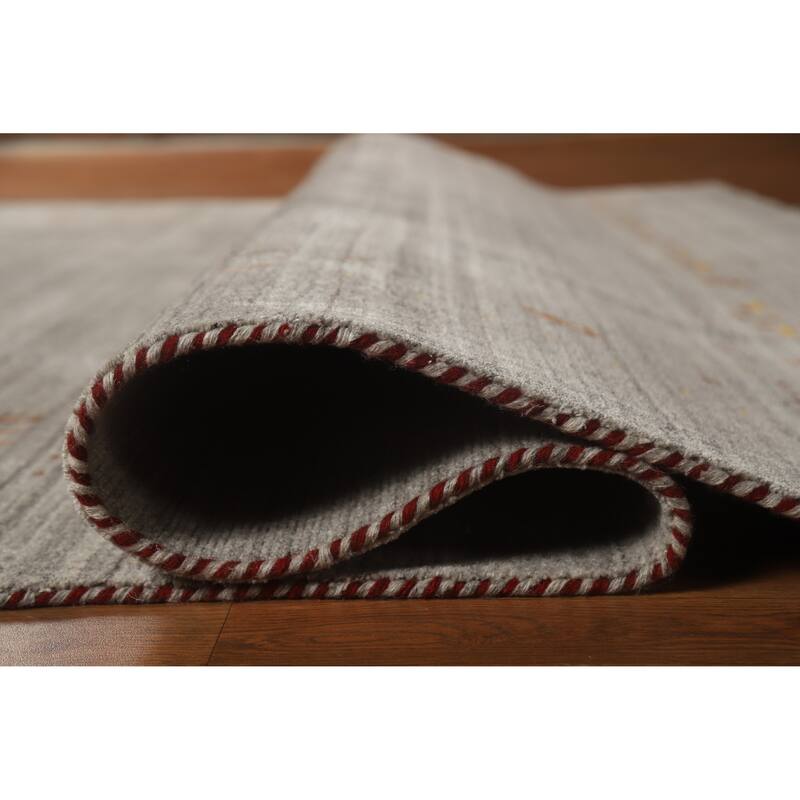 Hand Knotted Oriental 100% Wool Carpet Tribal Animal Pictorial Greys & Charcoal Gabbeh Area Rug - 9' 10'' X 8' 0''