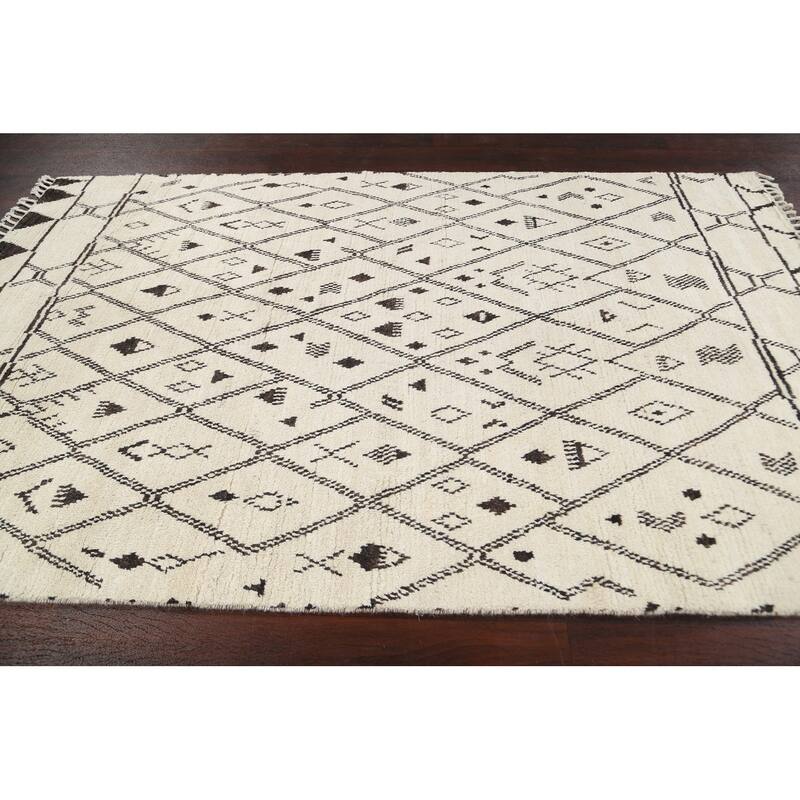 Tribal Vegetable Dye Moroccan Berber Oriental Wool Area Rug Handmade - 5'7" x 9'0"