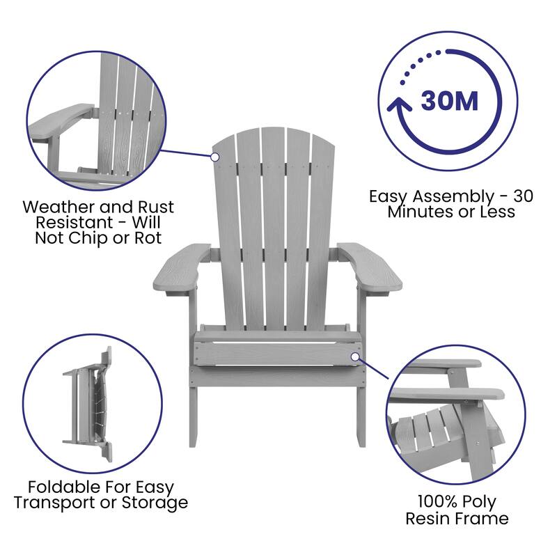 Poly-resin Folding Adirondack Indoor/Outdoor Patio Chair (Set of 4)