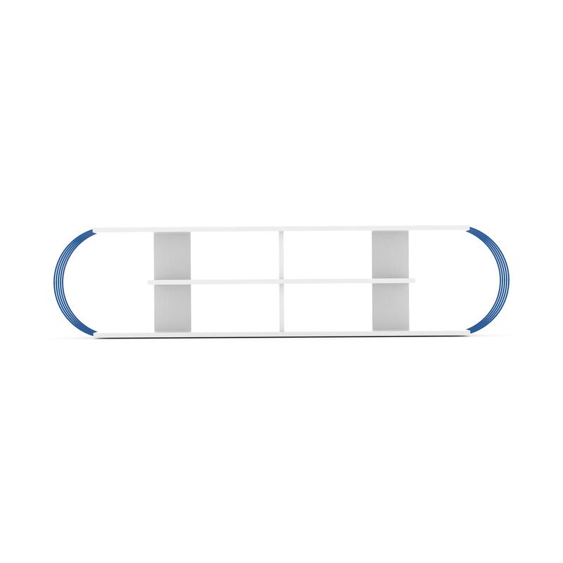 FurnisHome Store Mid Century Modern Tv Stand 4 Shelves Open Storage Entertainment Centre 68 inch Tv Unit, Walnut/Chrome