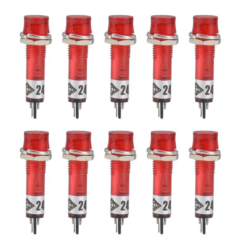 Signal Indicator Dash Light DC 24V, LED Bulbs, Panel Mount 10Pcs
