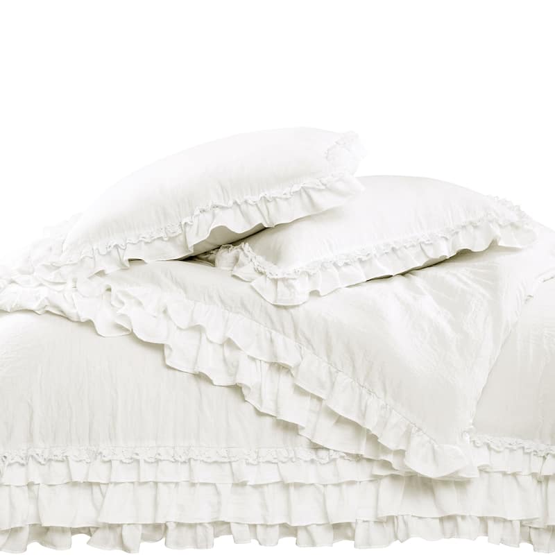 Silver Orchid Gerard Shabby Chic Ruffle Lace Comforter Set