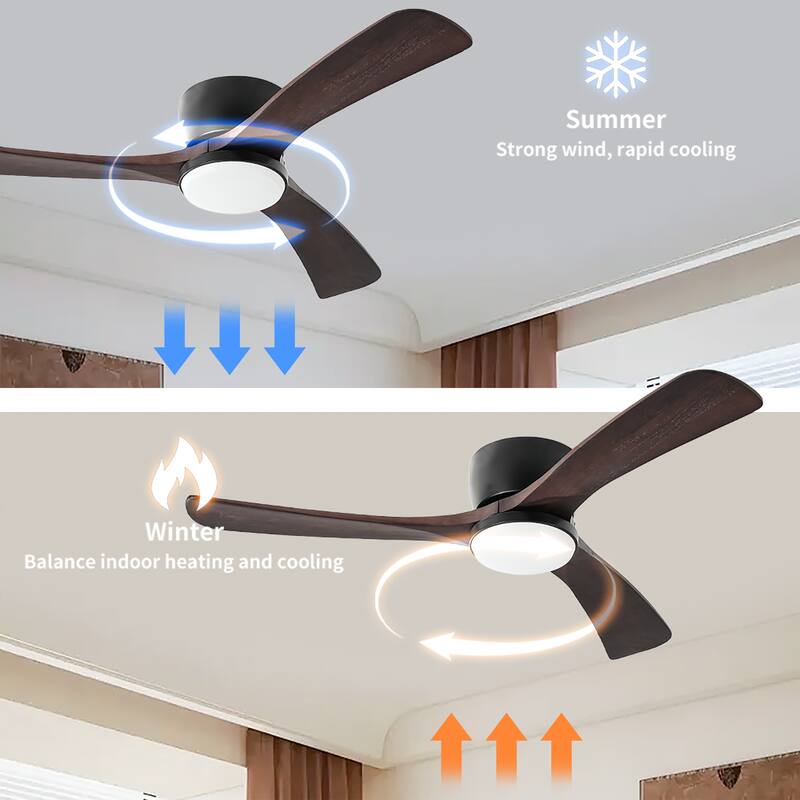 42" Solid Wood Ceiling Fan with Light-Flush Mount, Dc Motor (Dark Purple Walnut)