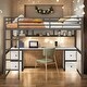 preview thumbnail 1 of 12, Full Size Metal Loft Bed with Desk, Cabinets, Drawers and socket, Black Black
