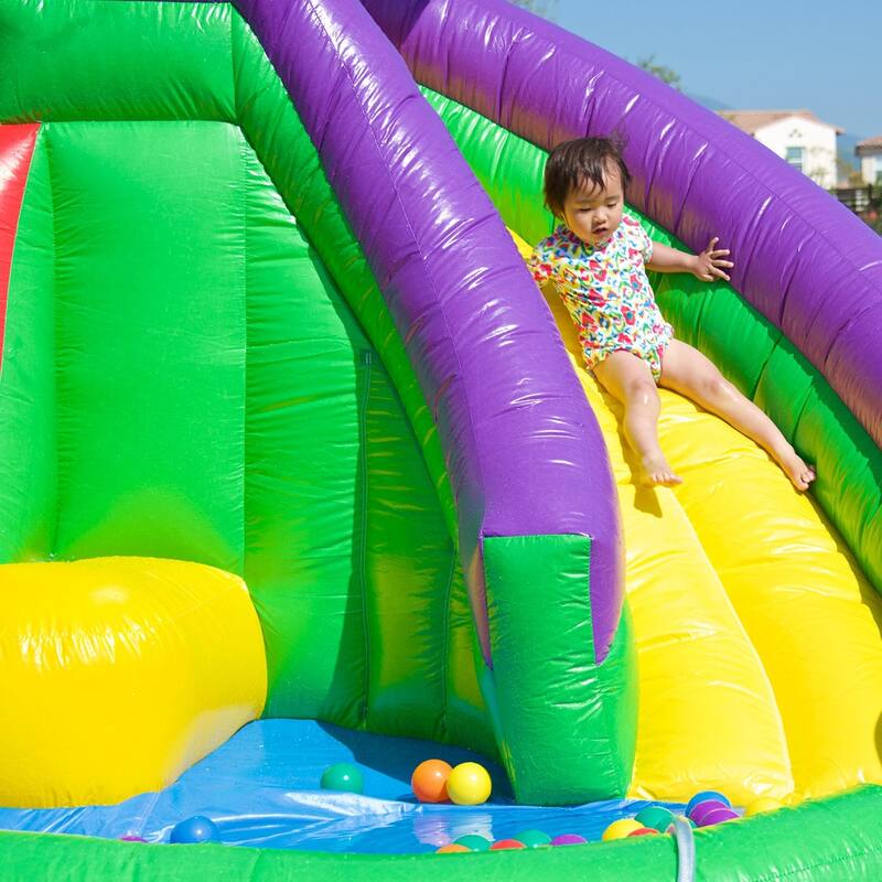 HeroKiddo Octopus Inflatable Bounce House Water Park for Toddlers & Kids with Dual Lane Slide & Air Blower, Indoor Outdoor Play