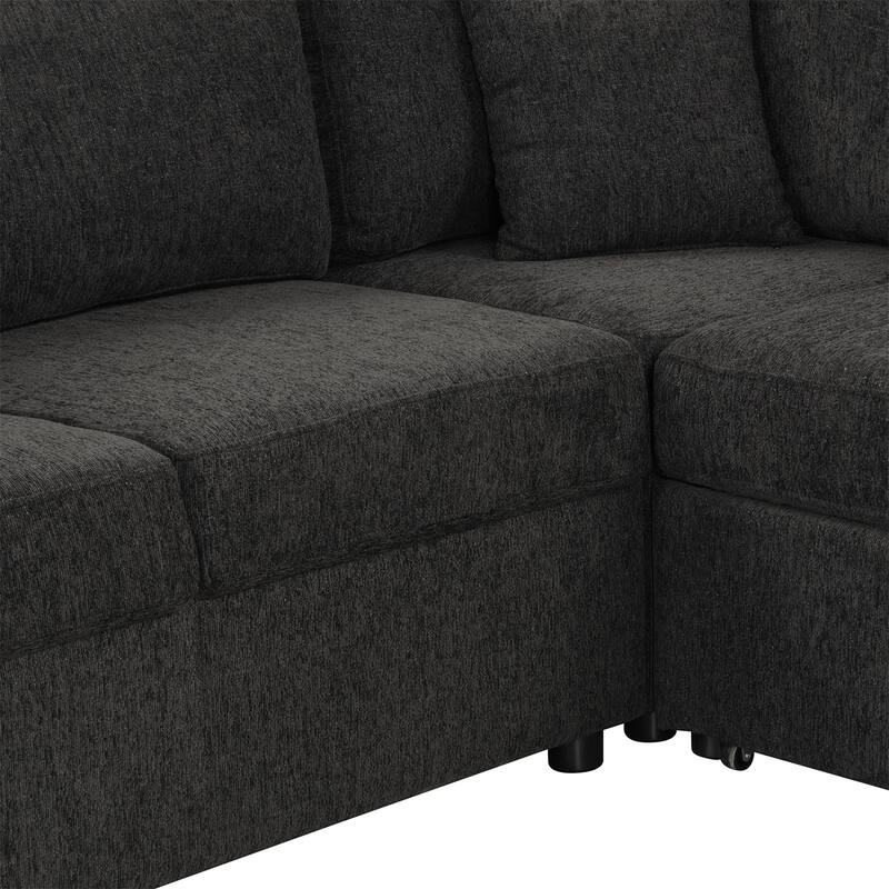 108.6" U-shaped Sectional Sofa with 3 Back Pillows & a Storage Chaise