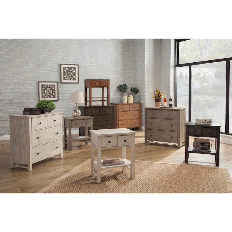 Origins by Alpine Classic Wood Small 4 Drawer Accent Chest in Gray
