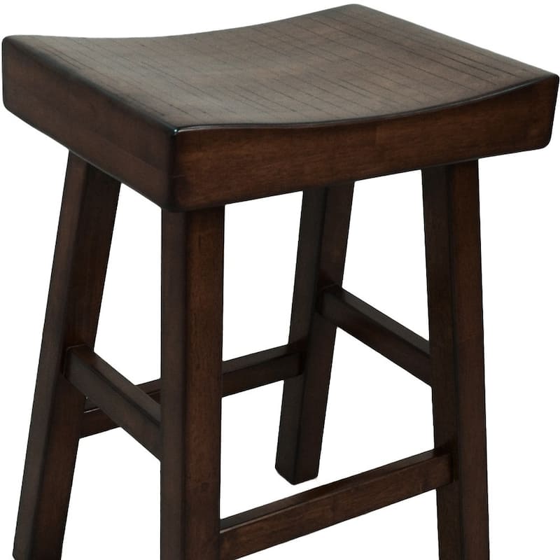 HomeRoots 25" Espresso Solid Wood Backless Counter Height Bar Chair