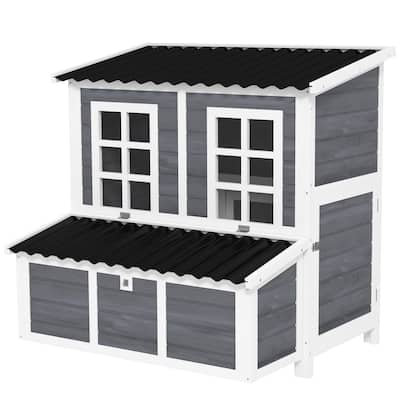 PawHut Wooden Chicken Coop, 39" Chicken House with Nesting Box, Pull-Out Tray, Waterproof Roof, Hen House Outdoor Poultry Cage