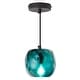 preview thumbnail 1 of 13, Quinn River of Goods Black Metal and Hand Blown Glass 6-Inch Pendant Light with Adjustable Hanging Cord - 6" x 6" x 60" 6" x 6" x 60" - Teal/Black