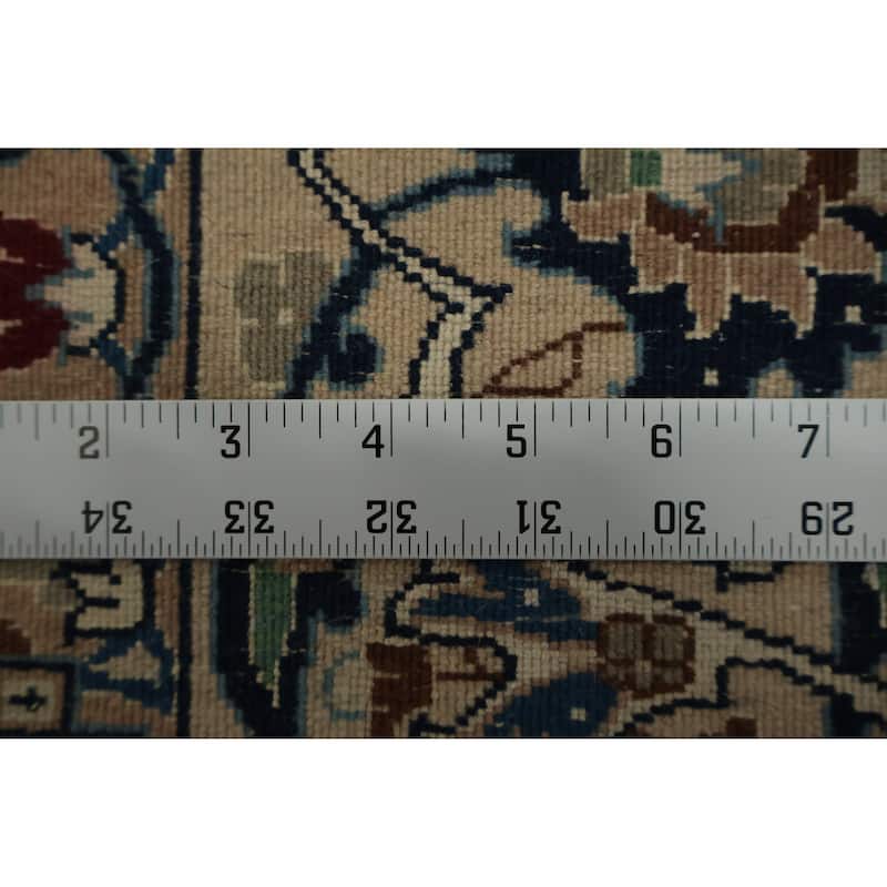 Hand Knotted Oriental Wool & Silk Carpet Traditional Floral Beige & Ivories Nain Area Rug - 8' 5'' X 5' 6''