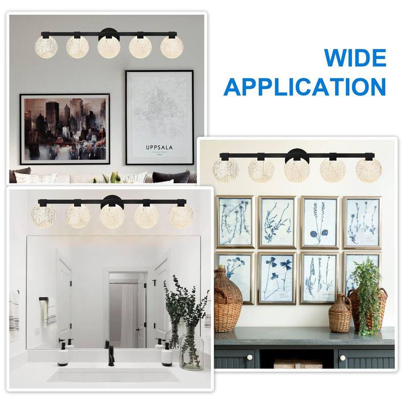 Modern 5-Light Black Vanity Light
