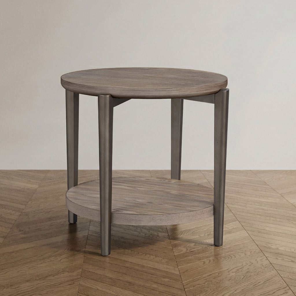 Furniture of America Tayen Modern Natural Round 1-Shelf End Table