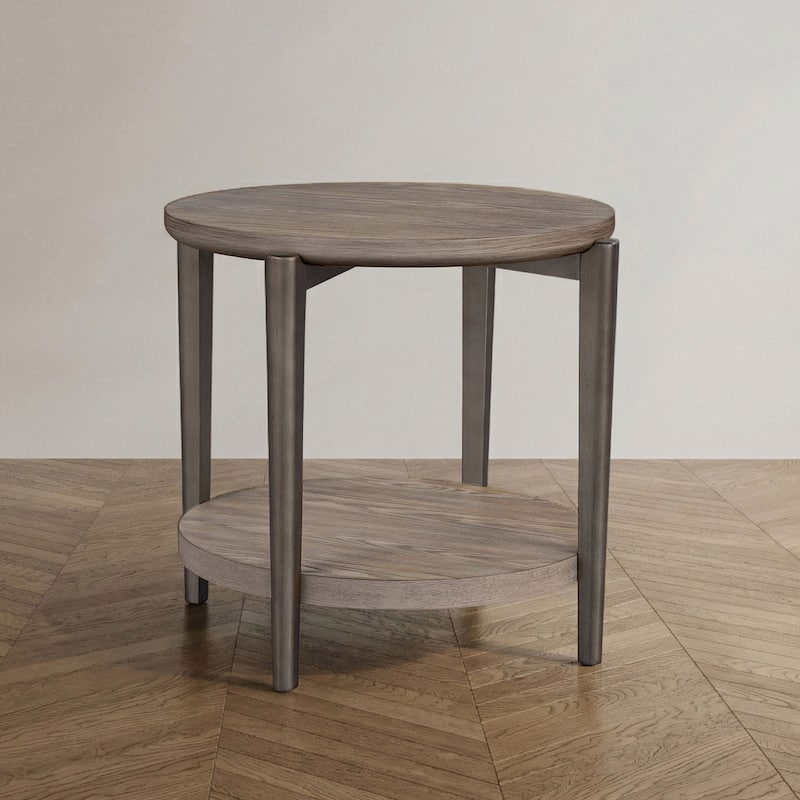 Furniture of America Tayen Modern Natural Round 1-Shelf End Table - Natural
