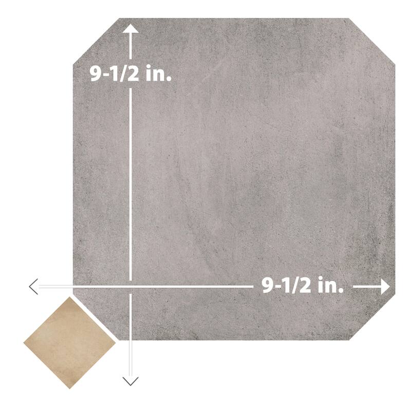 Merola Tile Laverton Octagon Gris with Taco Beige 7-7/8" x 7-7/8" Porcelain Floor and Wall Tile