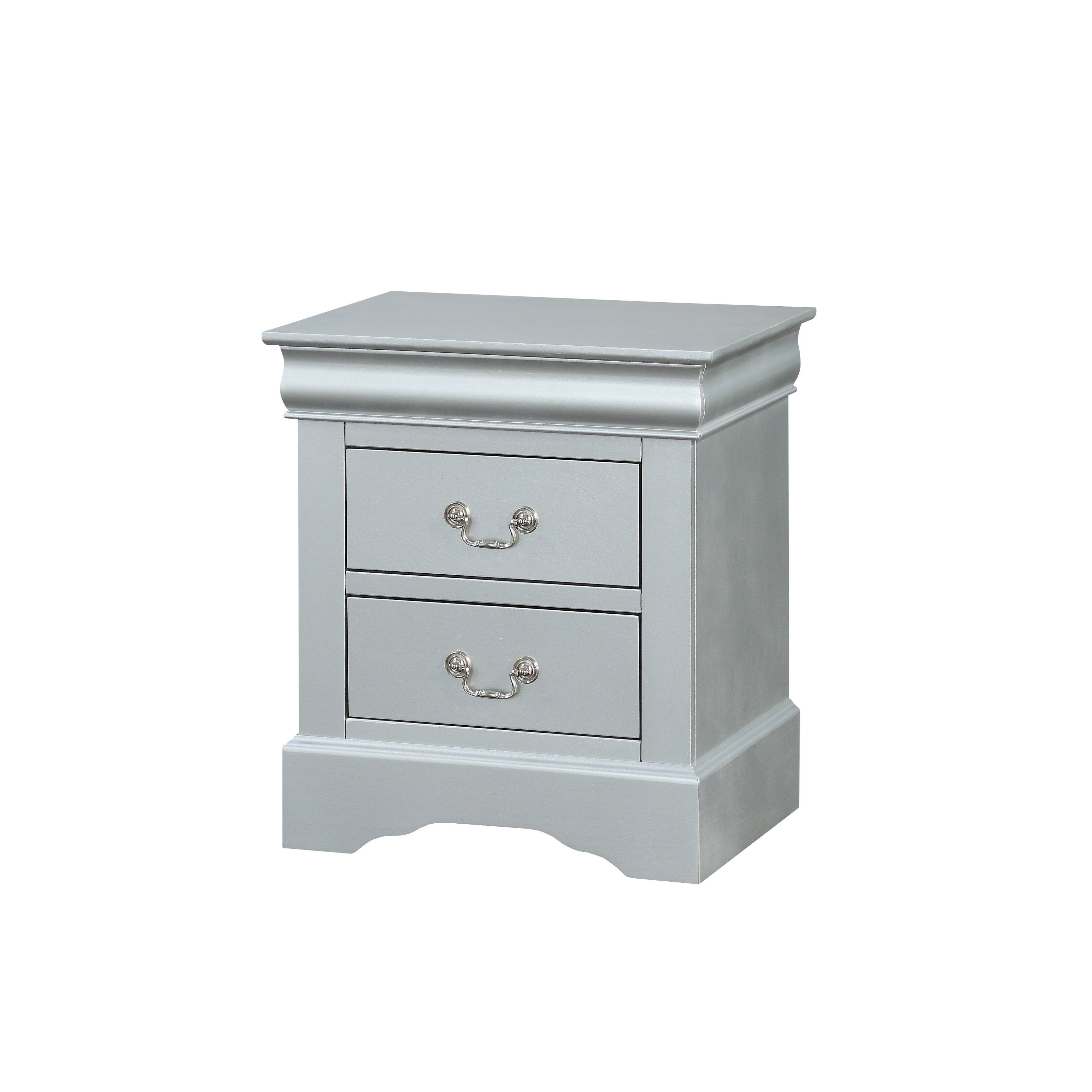 Platinum Wood Nightstand - Transitional Style, No Assembly, Center ...