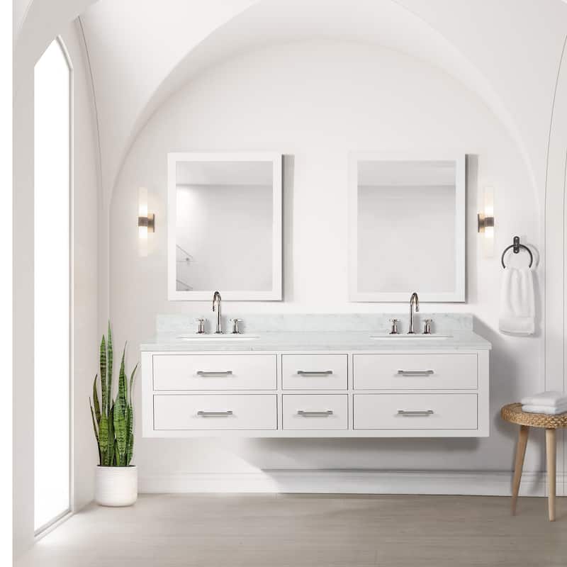 Lexora Castor Double Bath Vanity and Carrara Marble Top