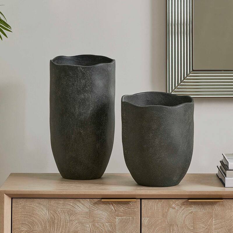 Uttermost Komorebi Indoor-Outdoor Black Vases (Set of 2)