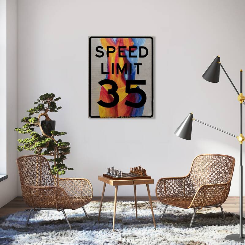 Wynwood Studio JJ Hammond - Speed Limit 35 Modern & Contemporary Wall Art Canvas Print - 30 x 36