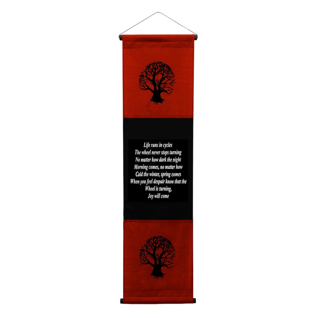 Inspirational Wall Decor "Life Run in Cycles" Banner Art, Inspiring Quote Hanging Scroll, Saying Tapestry