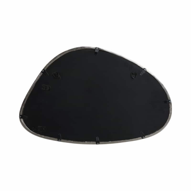 Metal Asymmetrical Mirror with Glass Wood Sculptural Modern Design