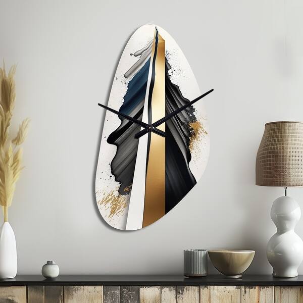 Black And Gold Cubic Expression VII - Abstract Cubism Large Wall Clocks ...